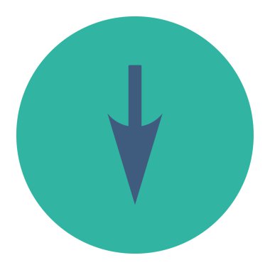 Aşağı keskin ok düz kobalt ve mavi renkler düğmesini yuvarlak