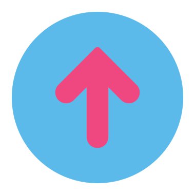 Ok yukarı düz pembe ve mavi renkler düğmesini yuvarlak