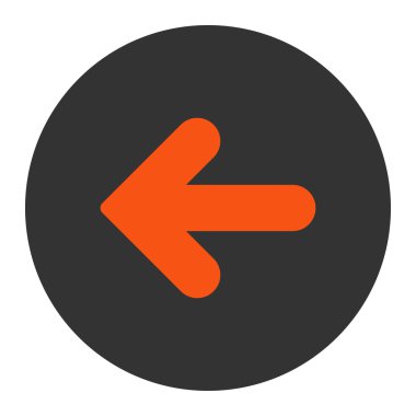 Yuvarlak düğmesini ok sol düz turuncu ve gri renkler