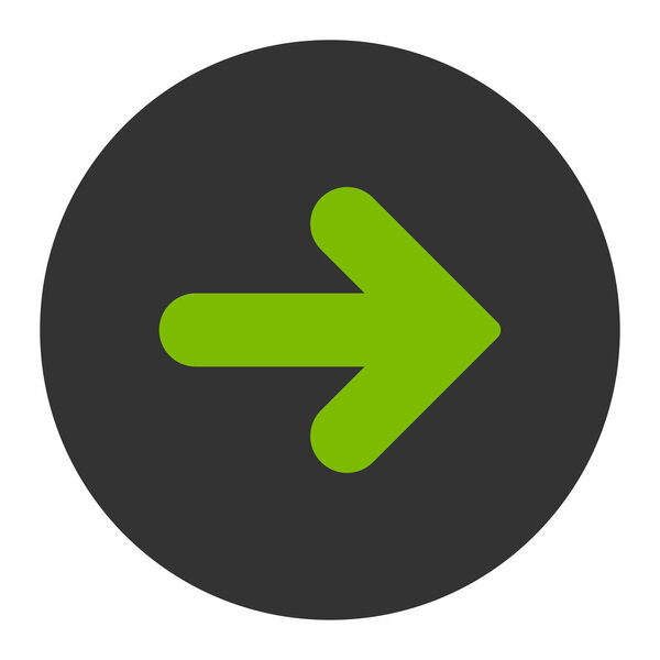 Arrow Right flat eco green and gray colors round button