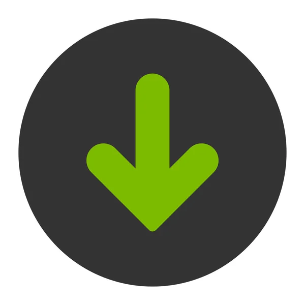 Flecha abajo plana eco verde y gris colores botón redondo — Vector de stock