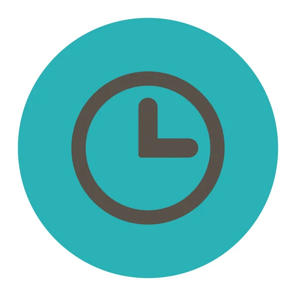 Reloj gris plano y los colores cian botón redondo — Archivo Imágenes Vectoriales