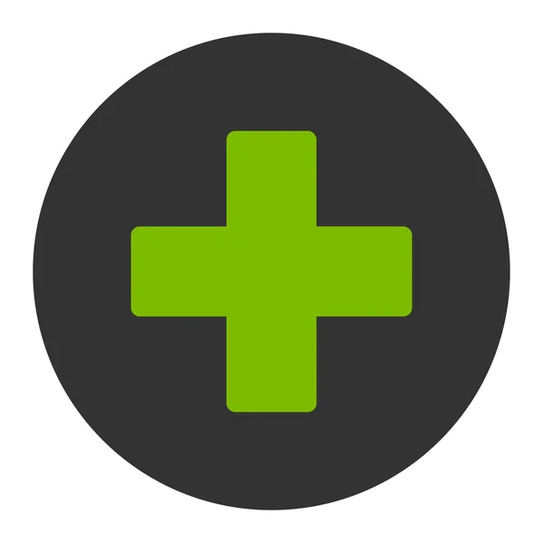플랫 에코 플러스 녹색과 회색 색상 라운드 버튼 — 스톡 벡터