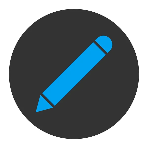 Μολύβι, επίπεδη μπλε και γκρι χρώματα στρογγυλό κουμπί — Διανυσματικό Αρχείο