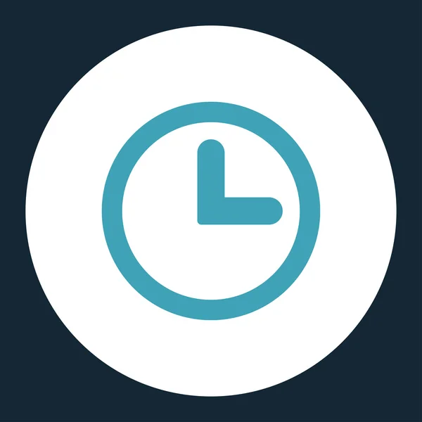 Zegar płaskie niebieskie i białe kolory okrągły przycisk — Wektor stockowy