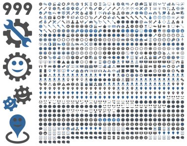 999 araçları, dişliler, gülümsüyor, harita işaretleri, telefon simgeleri.