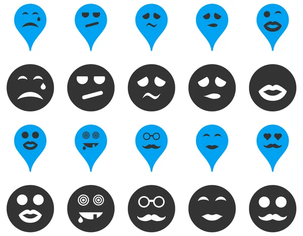 Smiles, map markers icons — Stock Photo, Image