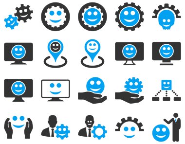 Araçlar, Dişliler, gülümsüyor, işaretçileri simgeleri göster.