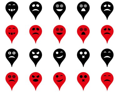 Duygu harita işaretleyici simgeler.