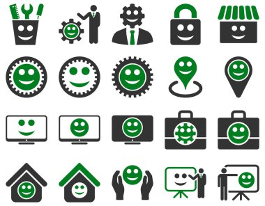 Araçlar, Dişliler, gülümsüyor, yönetim simgeleri.