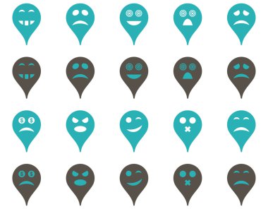 Duygu harita işaretleyici simgeler.