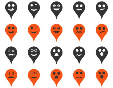 Duygu harita işaretleyici simgeler.