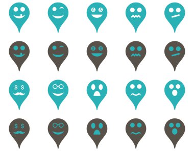Duygu harita işaretleyici simgeler.