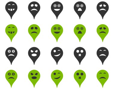 Duygu harita işaretleyici simgeler.