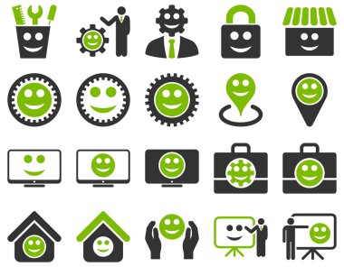 Araçlar, Dişliler, gülümsüyor, yönetim simgeleri.