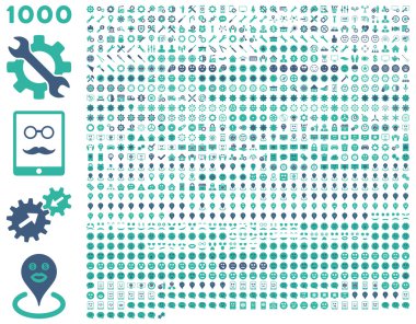 1000 araçlar, Dişliler, gülümsüyor, harita işaretleri, telefon simgeleri