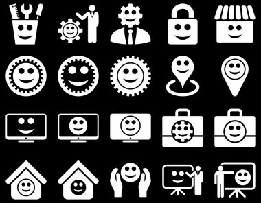 Araçlar, Dişliler, gülümsüyor, yönetim simgeleri.