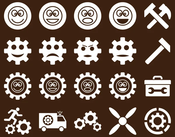Verktyg och leende Gears ikoner — Stockfoto