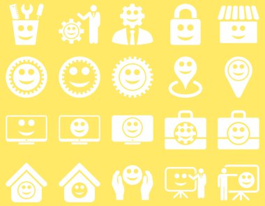 Araçlar, Dişliler, gülümsüyor, yönetim simgeleri.