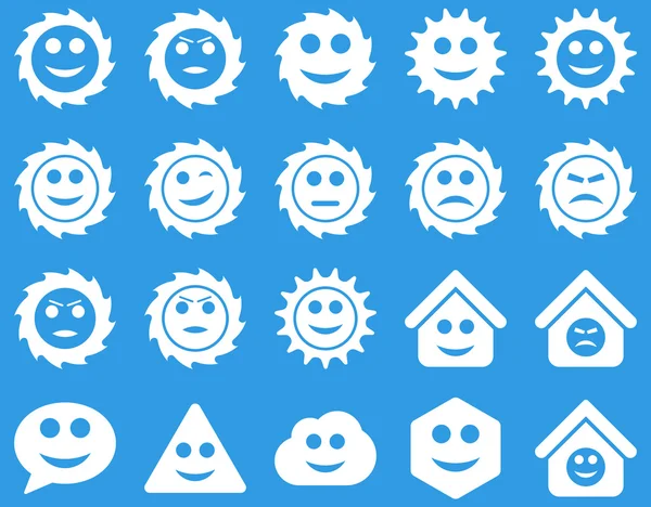 Hulpprogramma's, gears, glimlacht, emoties pictogrammen — Stockvector