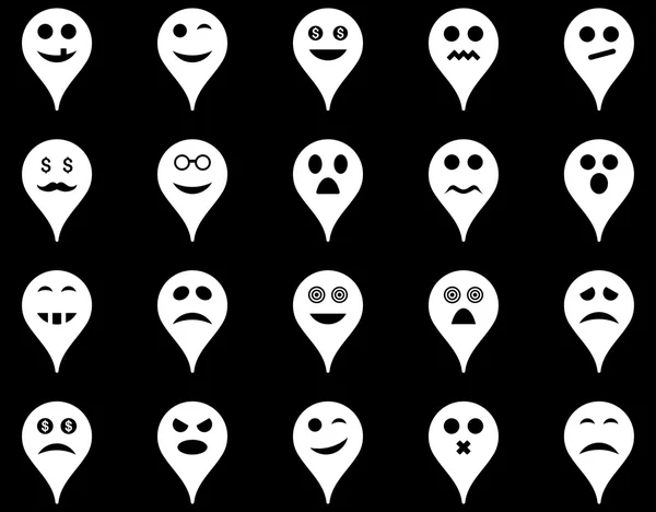 Icônes de marqueur de carte Emotion . — Image vectorielle