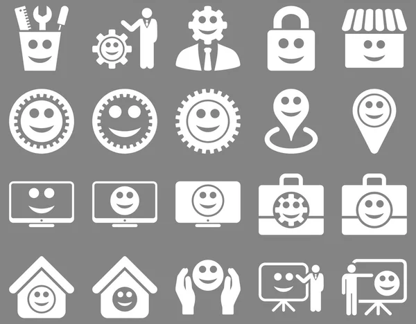 Tools, gears, smiles, management icons. — Stock Photo, Image