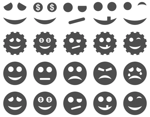 Werkzeuge, Zahnräder, Lächeln, Emoticons Symbole — Stockvektor