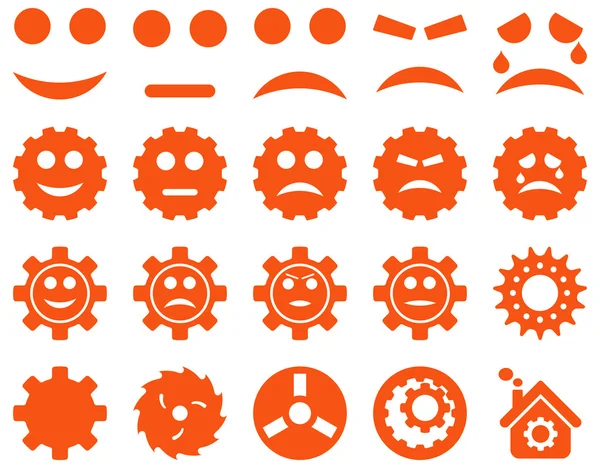 Ferramentas e ícones de engrenagens de sorriso — Vetor de Stock