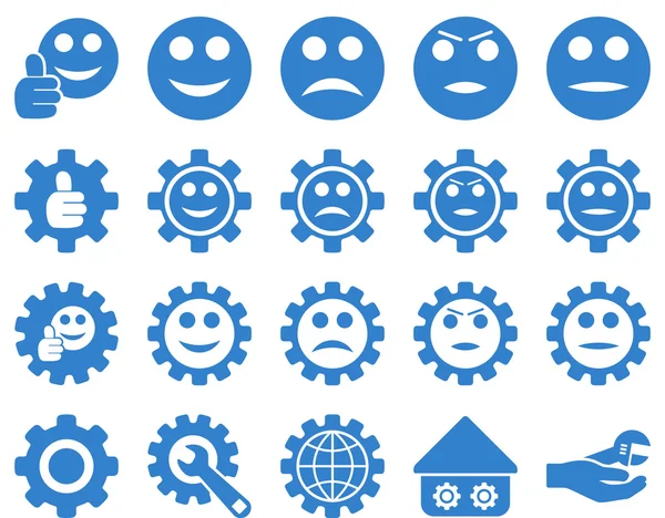 Settings and Smile Gears Icons — Stock Vector