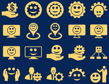 Araçlar, Dişliler, gülümsüyor, işaretçileri simgeleri göster.