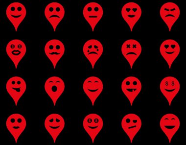 Duygu harita işaretleyici simgeler.