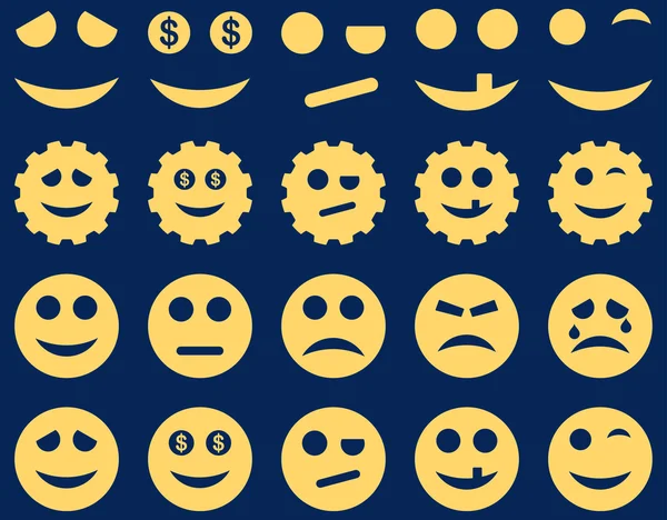 Ferramentas, engrenagens, sorrisos, ícones emoticons — Fotografia de Stock