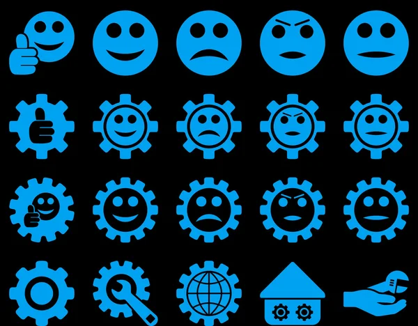 Nastavení a úsměv Gears ikony — Stock fotografie