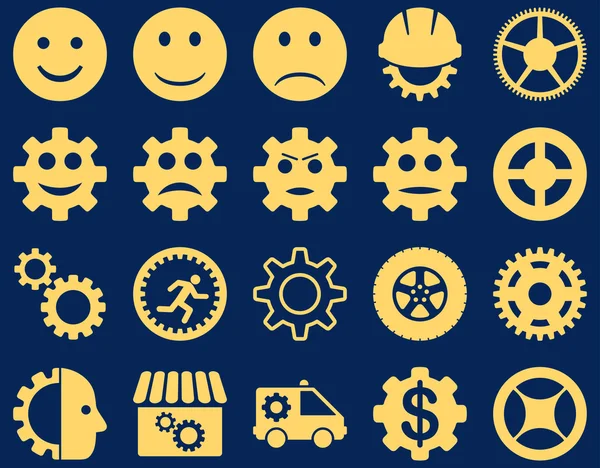 Nástroje a úsměv Gears ikony — Stockový vektor