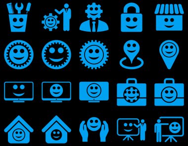 Araçlar, Dişliler, gülümsüyor, yönetim simgeleri.