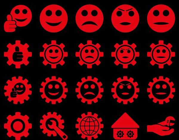 Nastavení a úsměv Gears ikony — Stock fotografie