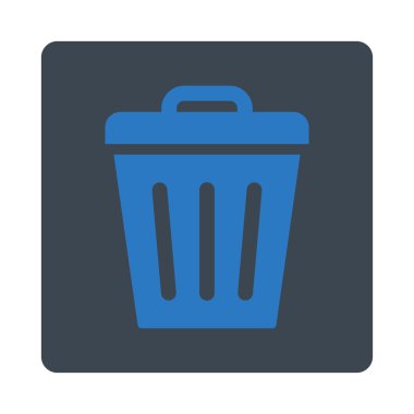 Çöp Can düz yuvarlak düz mavi renkler düğmesi