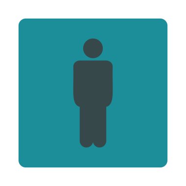 Adam düz yumuşak mavi renkler düğmesini yuvarlak