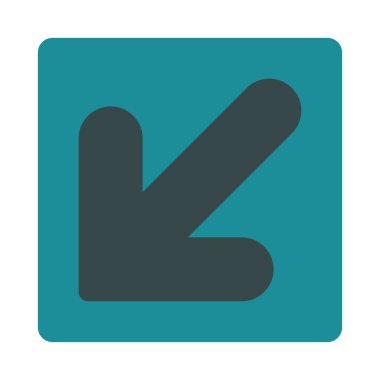 Ok aşağı sol düz yumuşak mavi renkler düğmesini yuvarlak