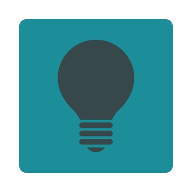 Elektrikli ampul düz yumuşak mavi renkler düğmesini yuvarlak