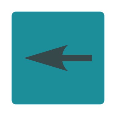 Keskin sol ok düz yumuşak mavi renkler düğmesini yuvarlak