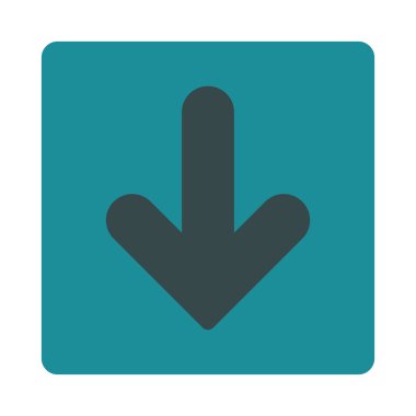 Ok aşağı düz yumuşak mavi renkler düğmesini yuvarlak