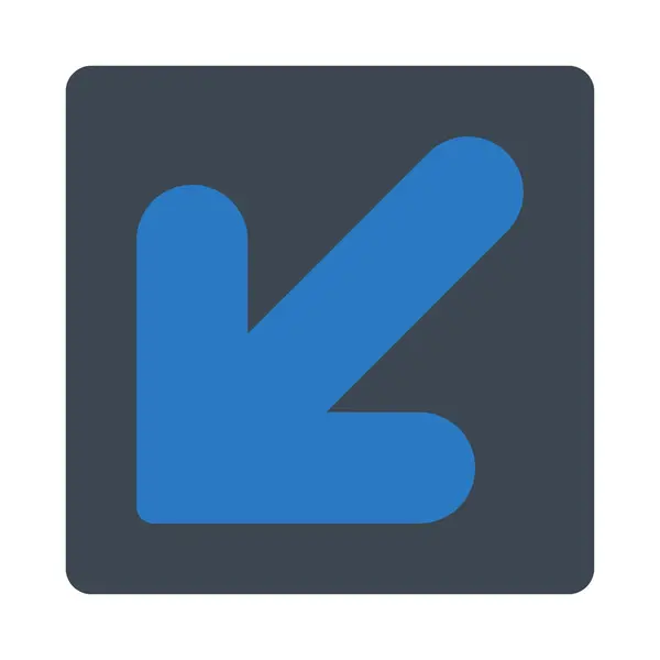 Flecha hacia abajo Izquierda plana suave azul colores redondeados botón — Vector de stock