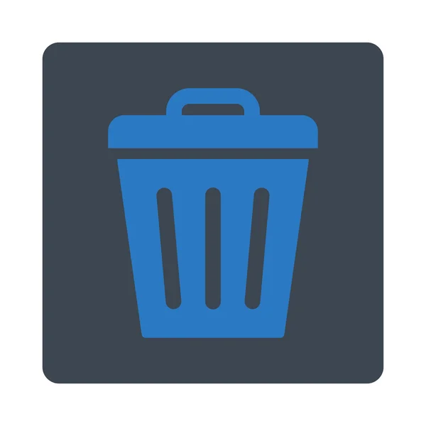 Lixo pode plana cores azuis lisas botão arredondado — Vetor de Stock