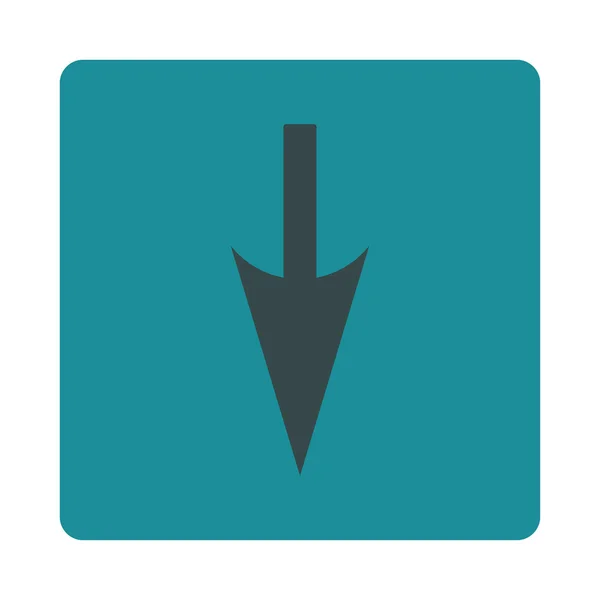 Flecha aguda hacia abajo plana suave azul colores redondeados botón — Archivo Imágenes Vectoriales