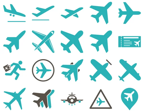 Aviación icono conjunto — Vector de stock