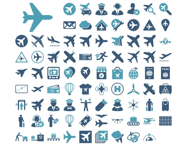 Aviación icono conjunto — Vector de stock