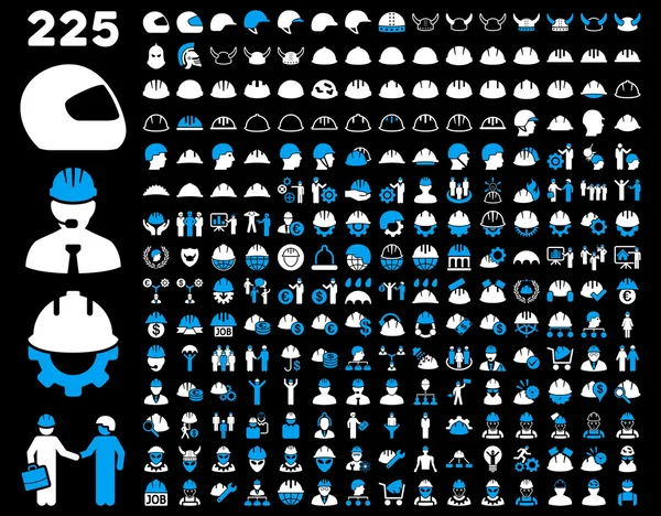 Arbeidsveiligheid en helm Icon Set. — Stockvector