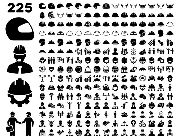 Arbeidsveiligheid en helm Icon Set. — Stockvector