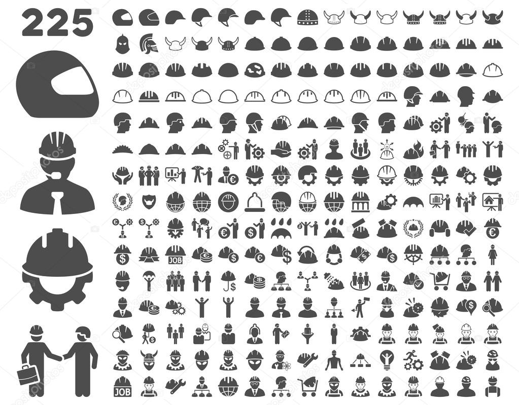 Work Safety and Helmet Icon Set.